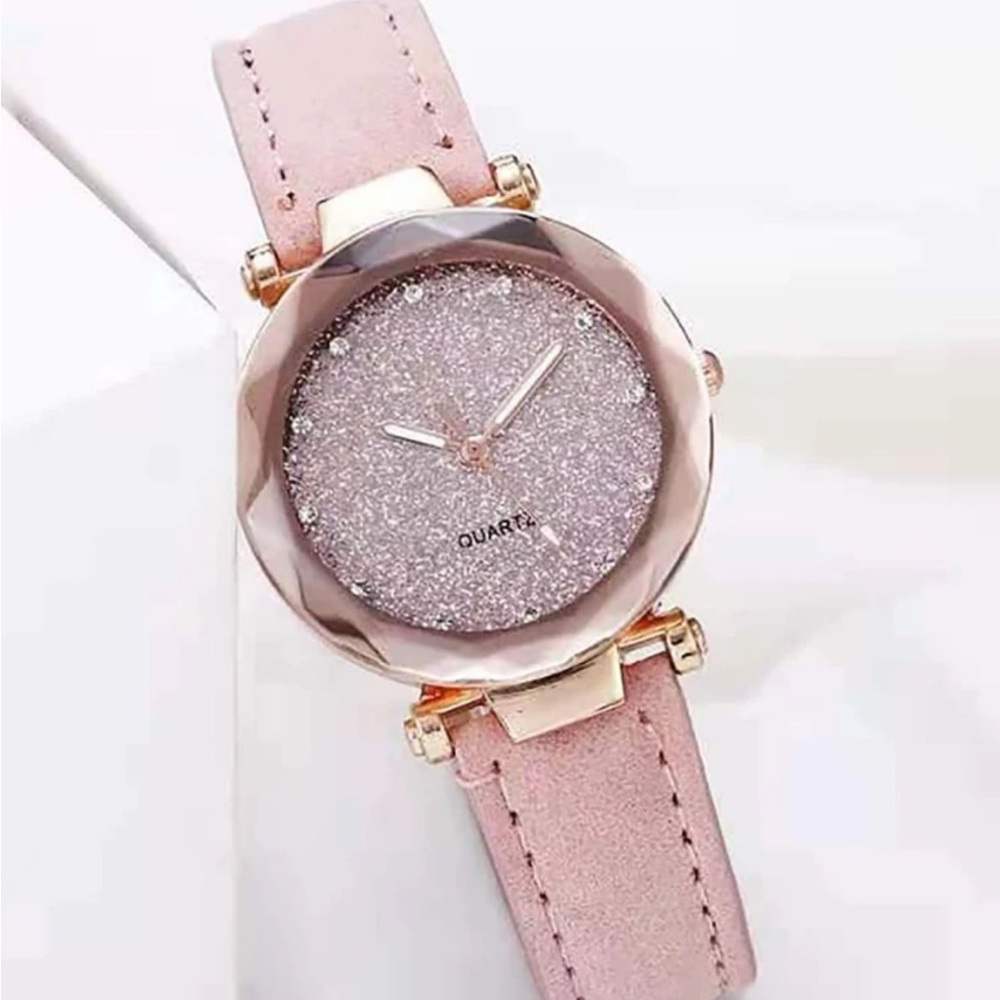 New! Pink Glitter & Rose Gold Watch